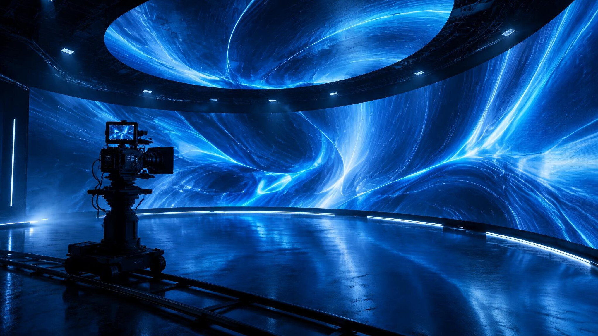 Futuristic immersive LED volume virtual production studio